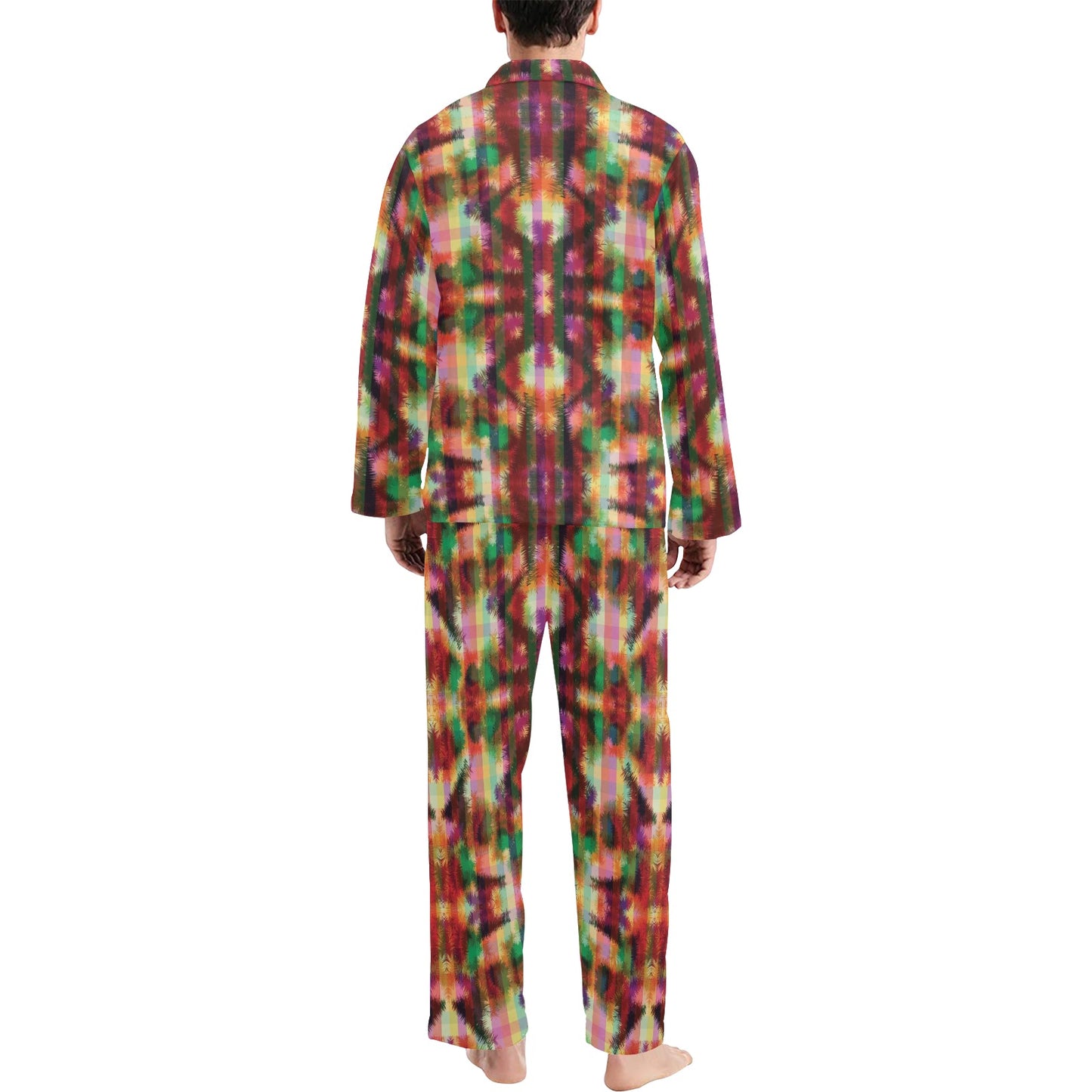 Tie Dye Print Design LKS301 Men's Long Pajama Set