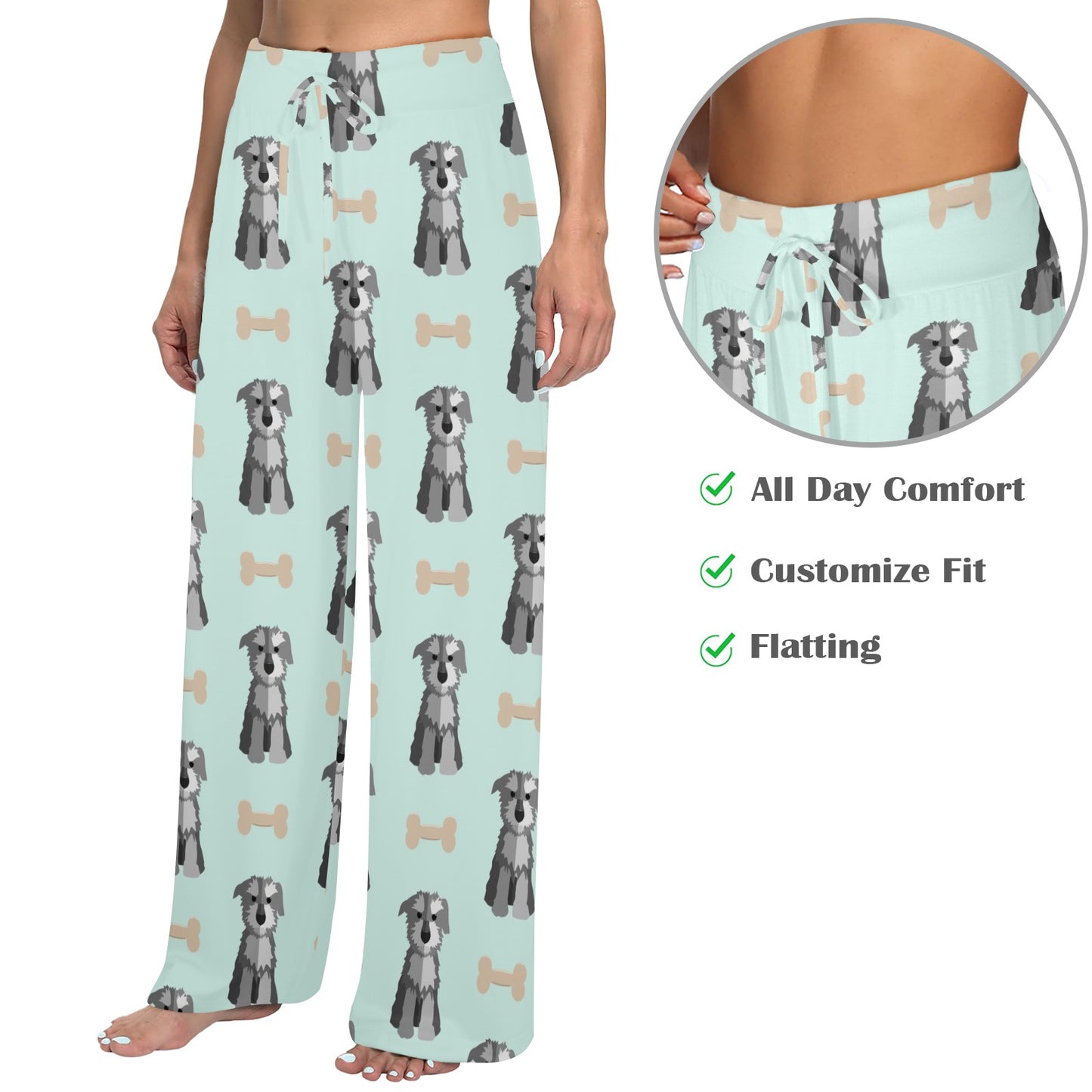 Schnauzers Pattern Print Design A03 Women's Wide Leg Lounge Pants