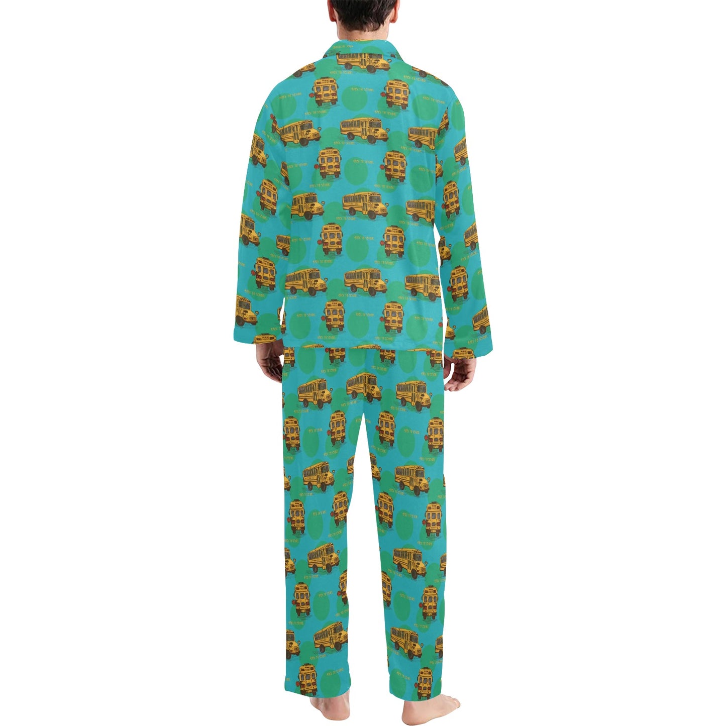 School Bus Print Design LKS308 Men's Long Pajama Set