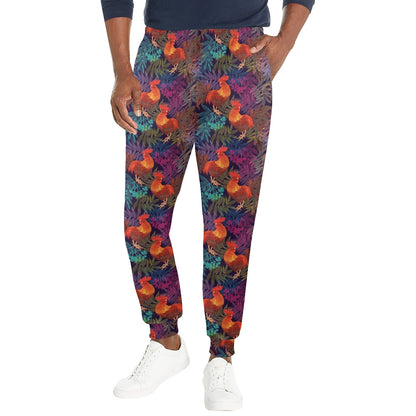 Rooster Print Style Men's Casual Track Pants