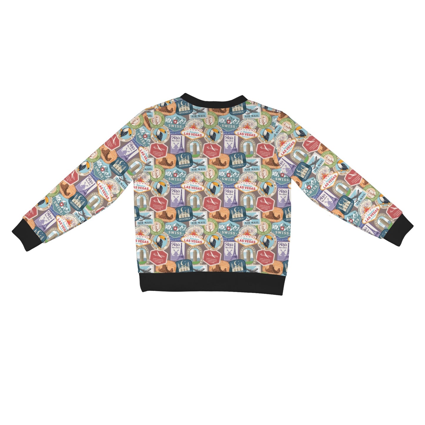 Travel Stamp Print Design LKS301 Women's Cardigan