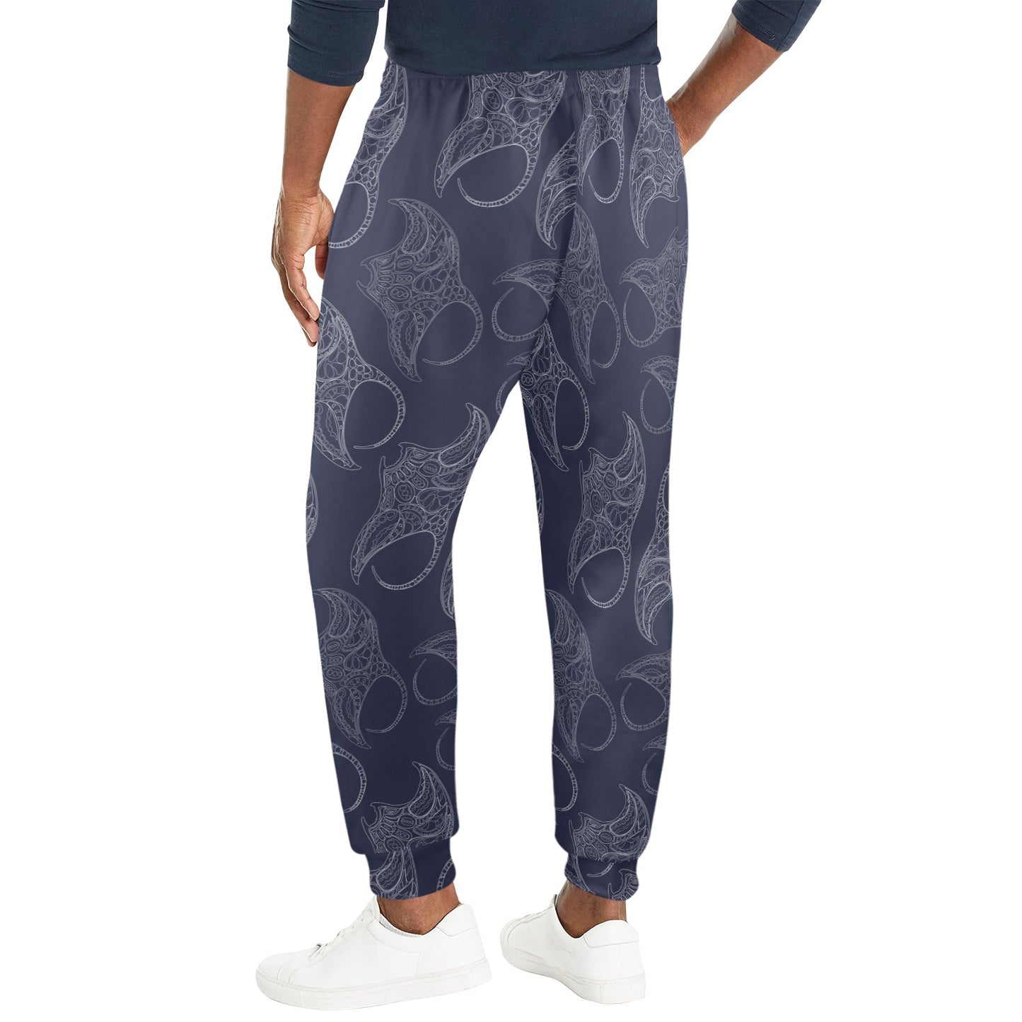 Manta Ray Pattern Print Design 01 Men's Casual Track Pants