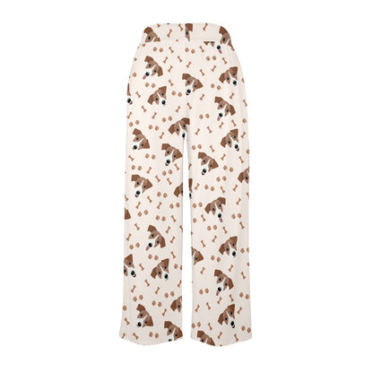 Russell Terriers Paw Print Design LKS303 Women's Wide Leg Lounge Pants