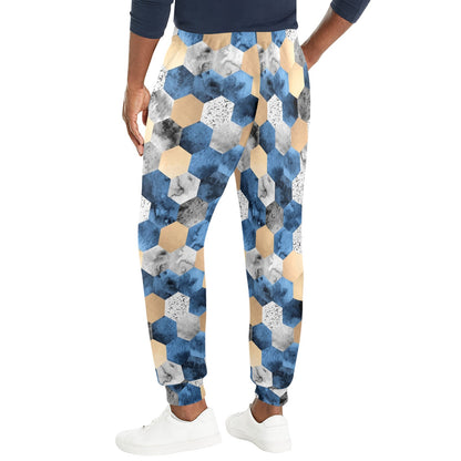 Hexagonal Design Print Pattern JJ0345 Men's Casual Track Pants