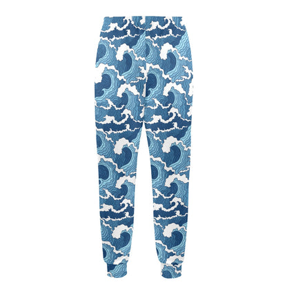Wave Themed Pattern Print Men's Casual Track Pants