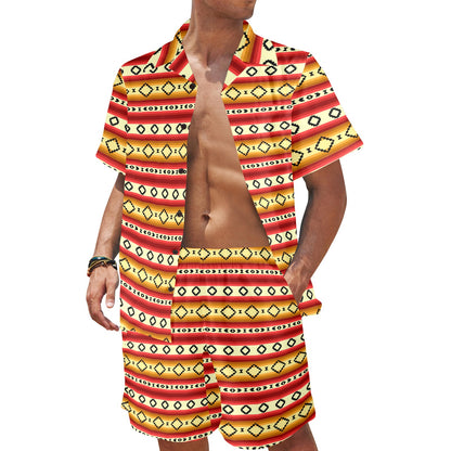 Serape Themed Men's Beach Shirt and Shorts Set