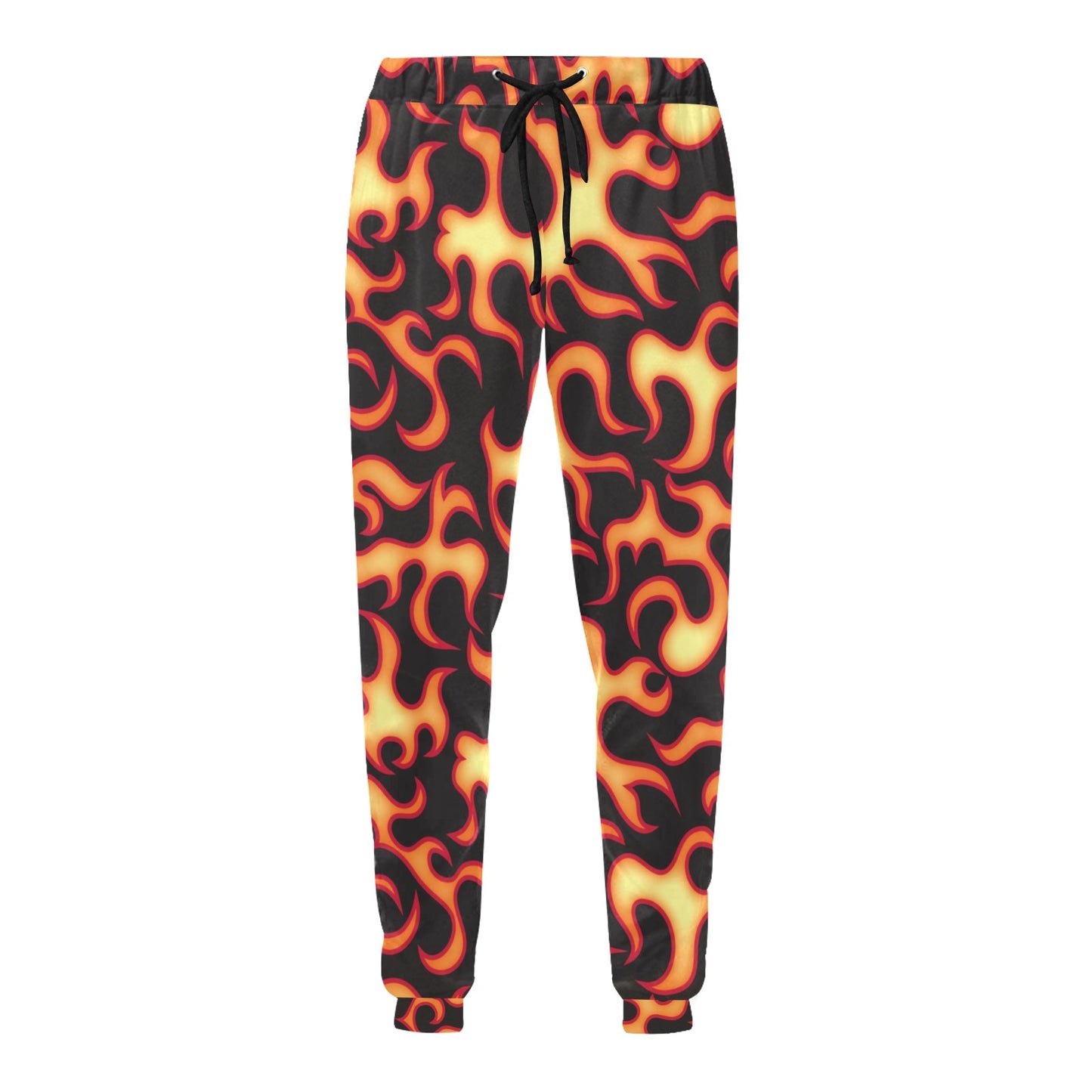 Flame Fire Themed Print Men's Sweatpants