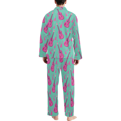 Acoustic Guitar Print Design LKS405 Men's Long Pajama Set