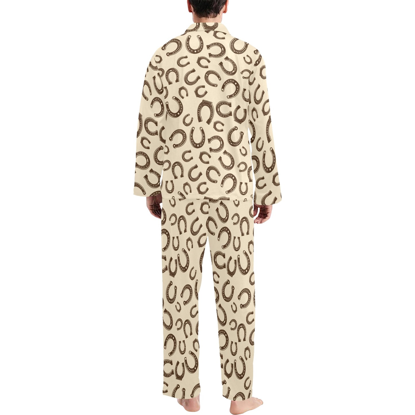 Horseshoe Print Design LKS302 Men's Long Pajama Set