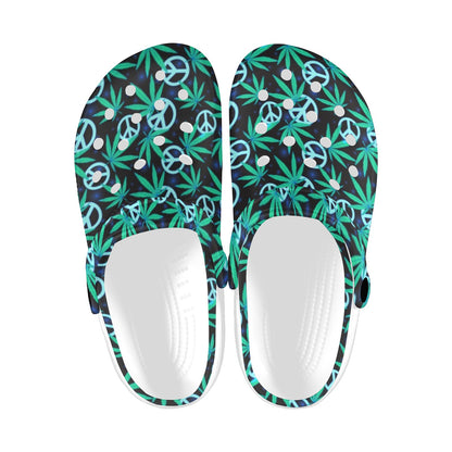 Peace Sign Themed Design Print Unisex Clogs Shoes