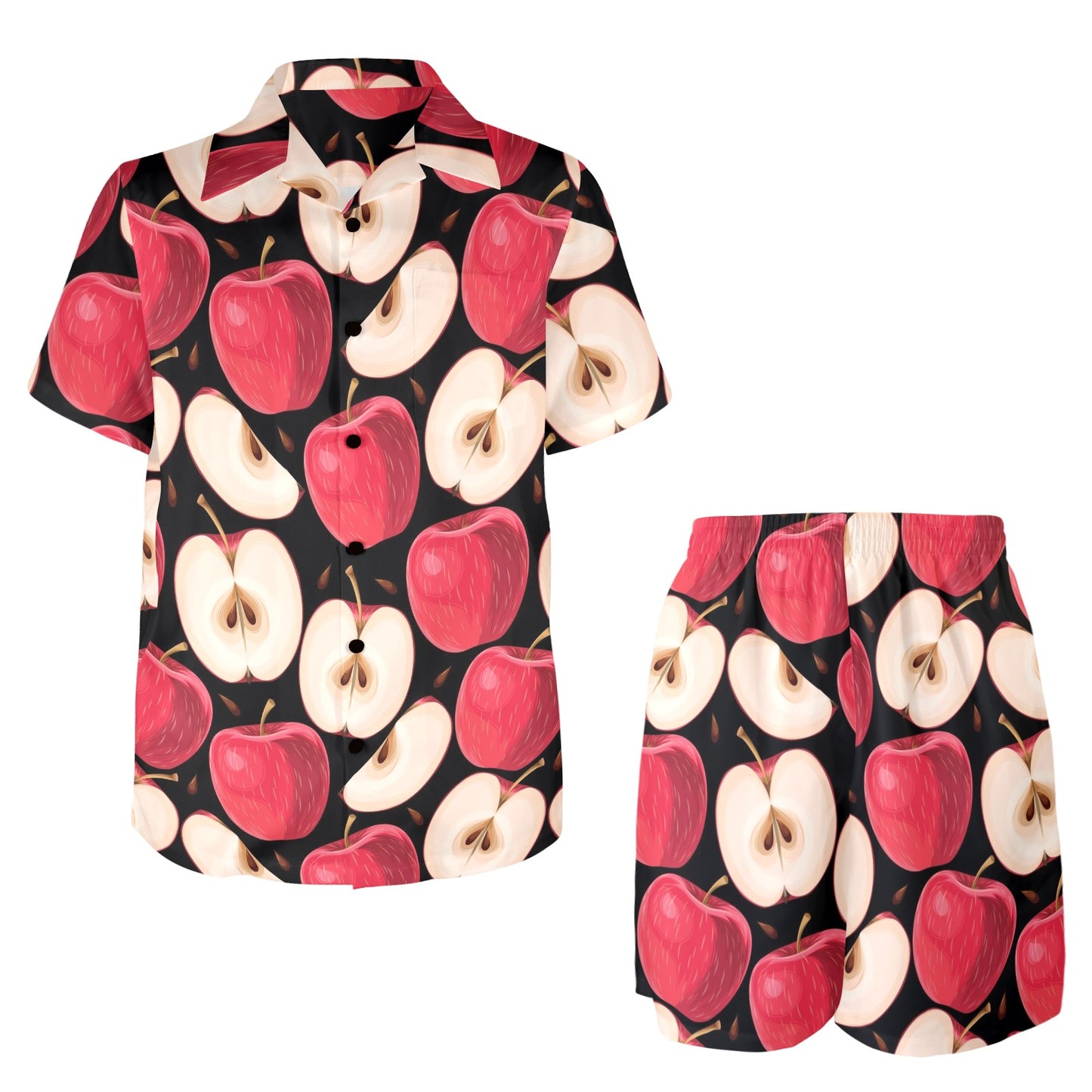 Apple Pattern Print Design AP02 Men's Beach Shirt and Shorts Set