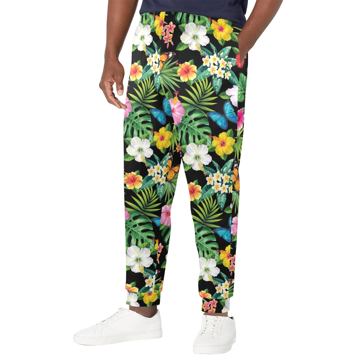 Hibiscus With Butterfly Print Design LKS305 Men's Casual Track Pants