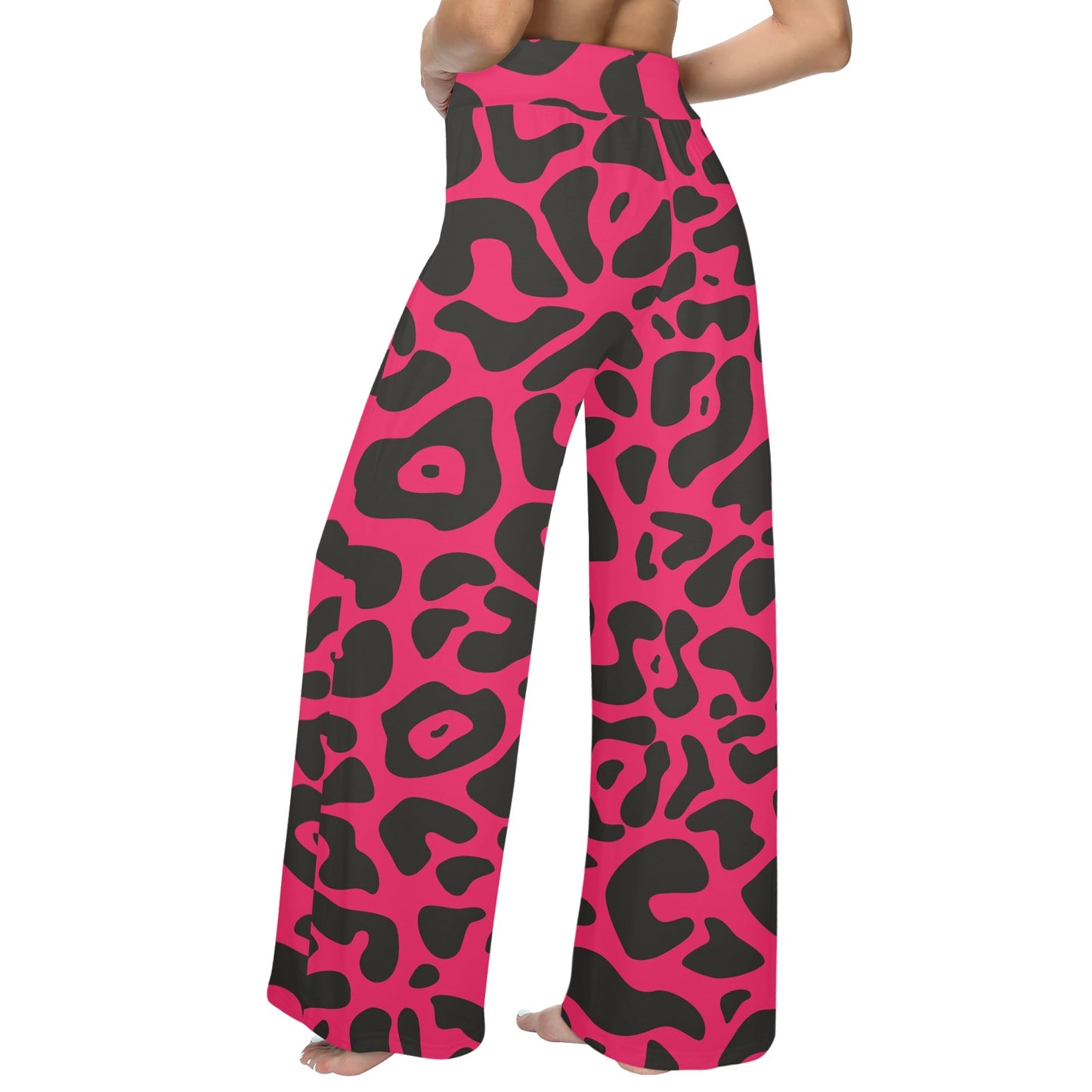 Cheetah Pink Print Pattern Women's Wide Leg Lounge Pants