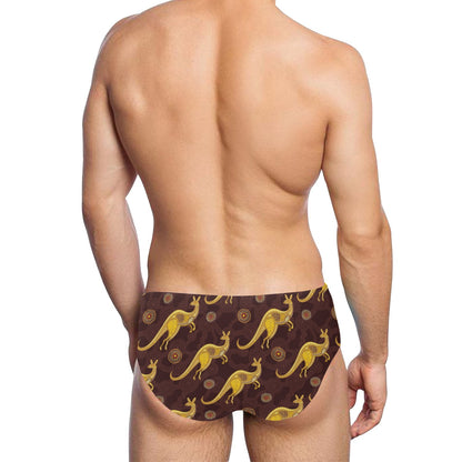 Kangaroos Aboriginal Pattern Print Design 08 Men's Swimming Briefs