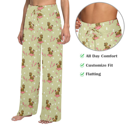Yorkshire Cute Terriers Print Design LKS301 Women's Wide Leg Lounge Pants