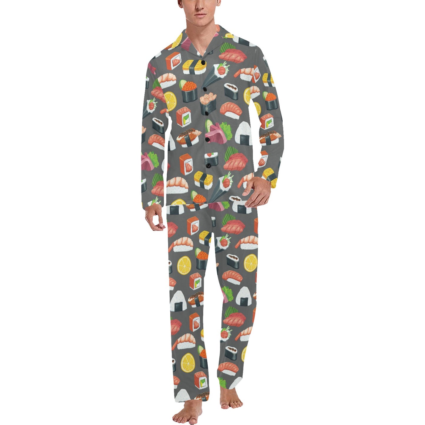 Sushi Print Design LKS302 Men's Long Pajama Set