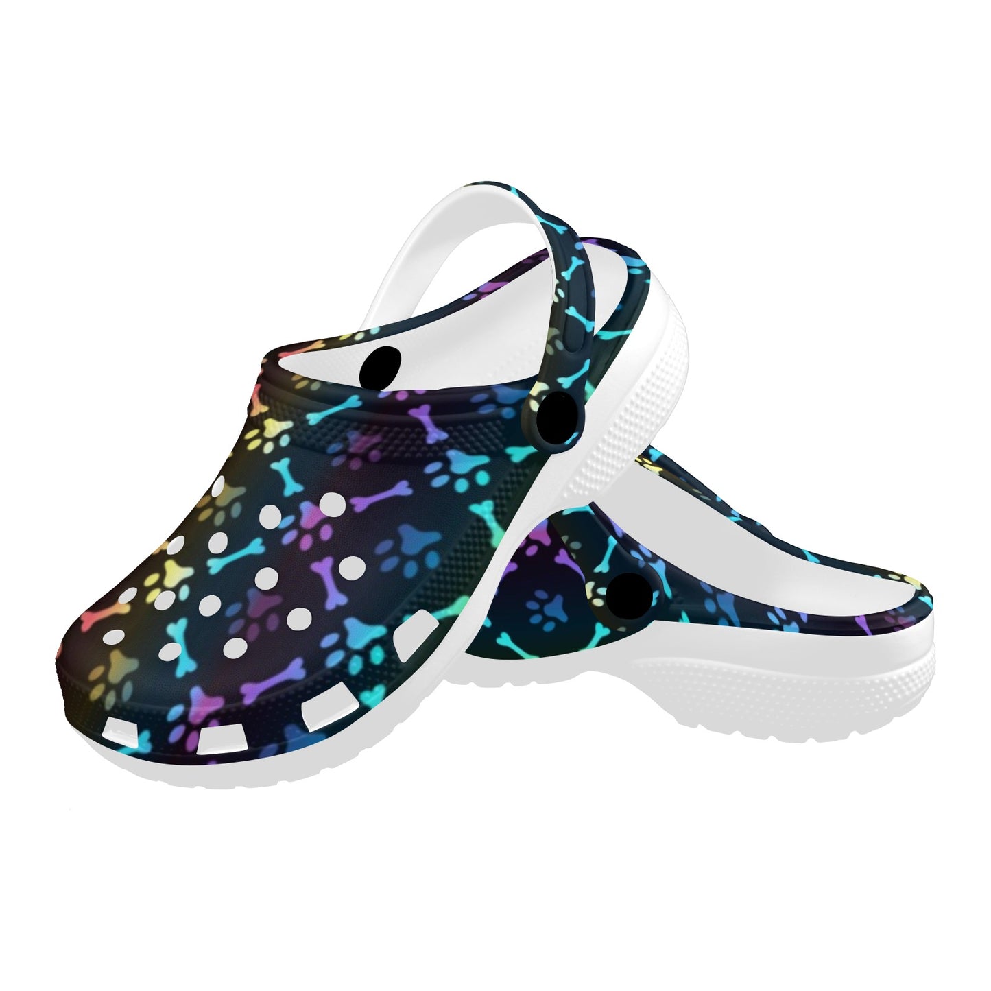Paw Rainbow Print Unisex Clogs Shoes