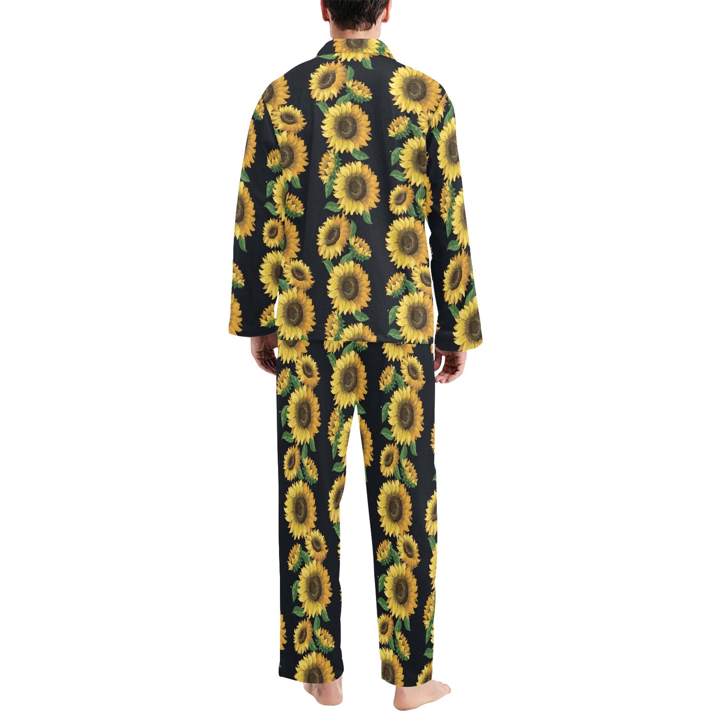 Sunflower Print Design LKS306 Men's Long Pajama Set