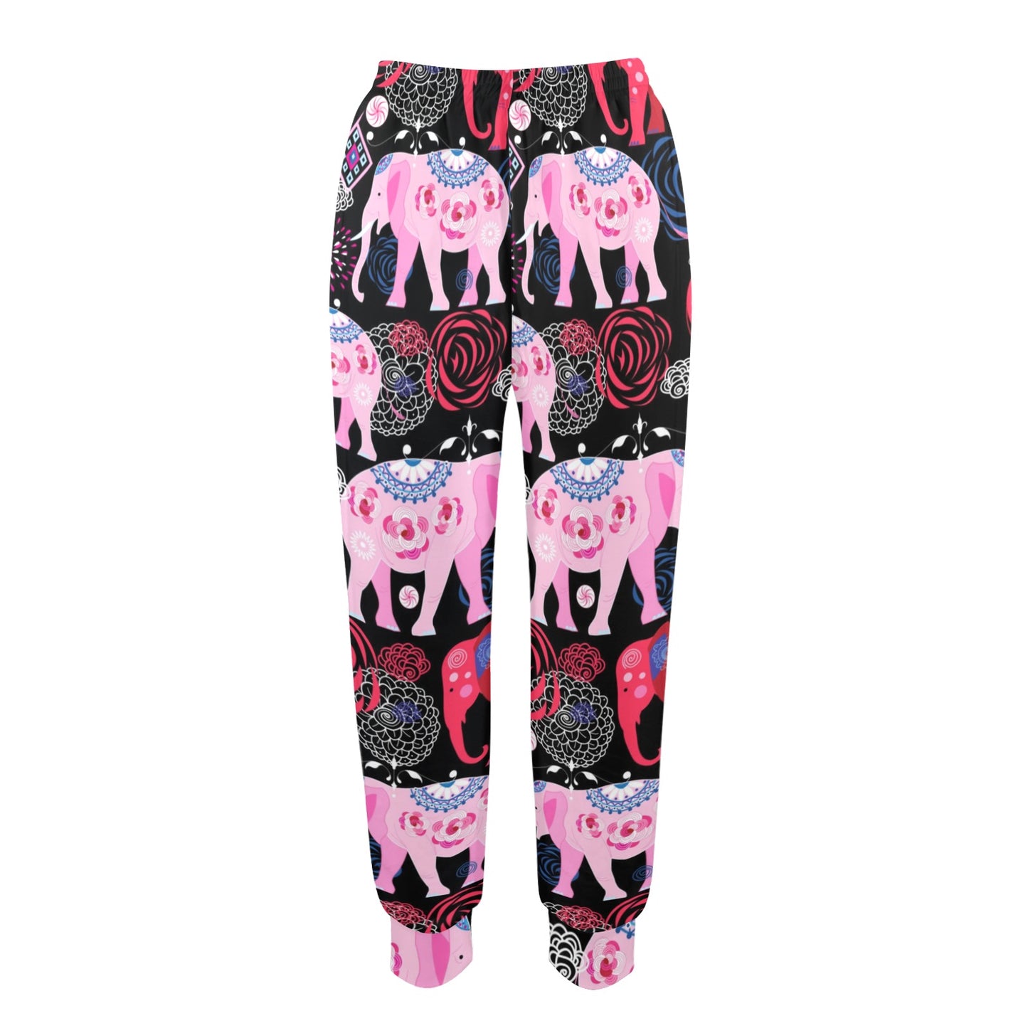 Pink Elephant Pattern Women's Casual Track Pants