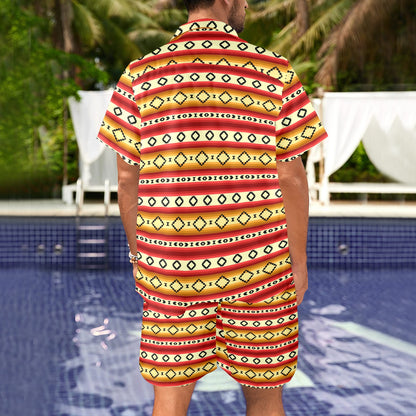Serape Themed Men's Beach Shirt and Shorts Set