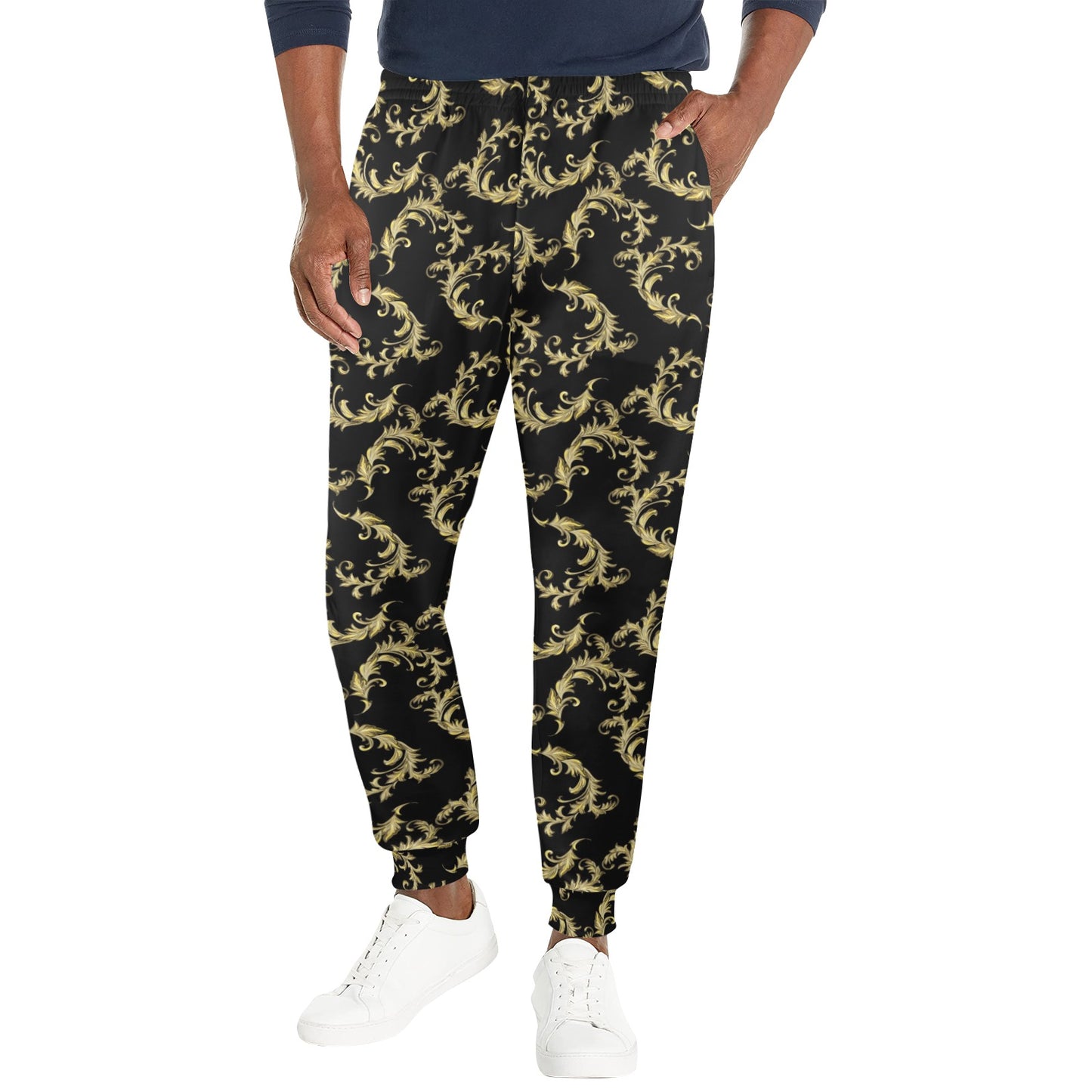Baroque Golden Pattern Print Design 01 Men's Casual Track Pants
