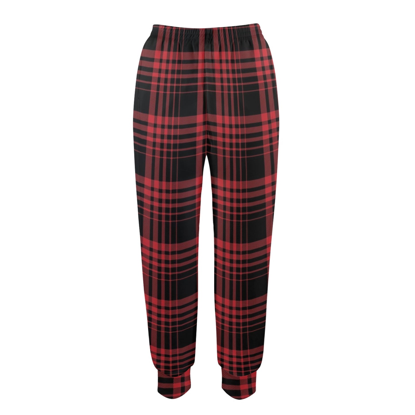Tartan Red Black Print Design LKS303 Women's Casual Track Pants