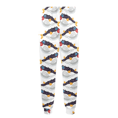 Fugu Pattern Print Design 03 Men's Casual Track Pants