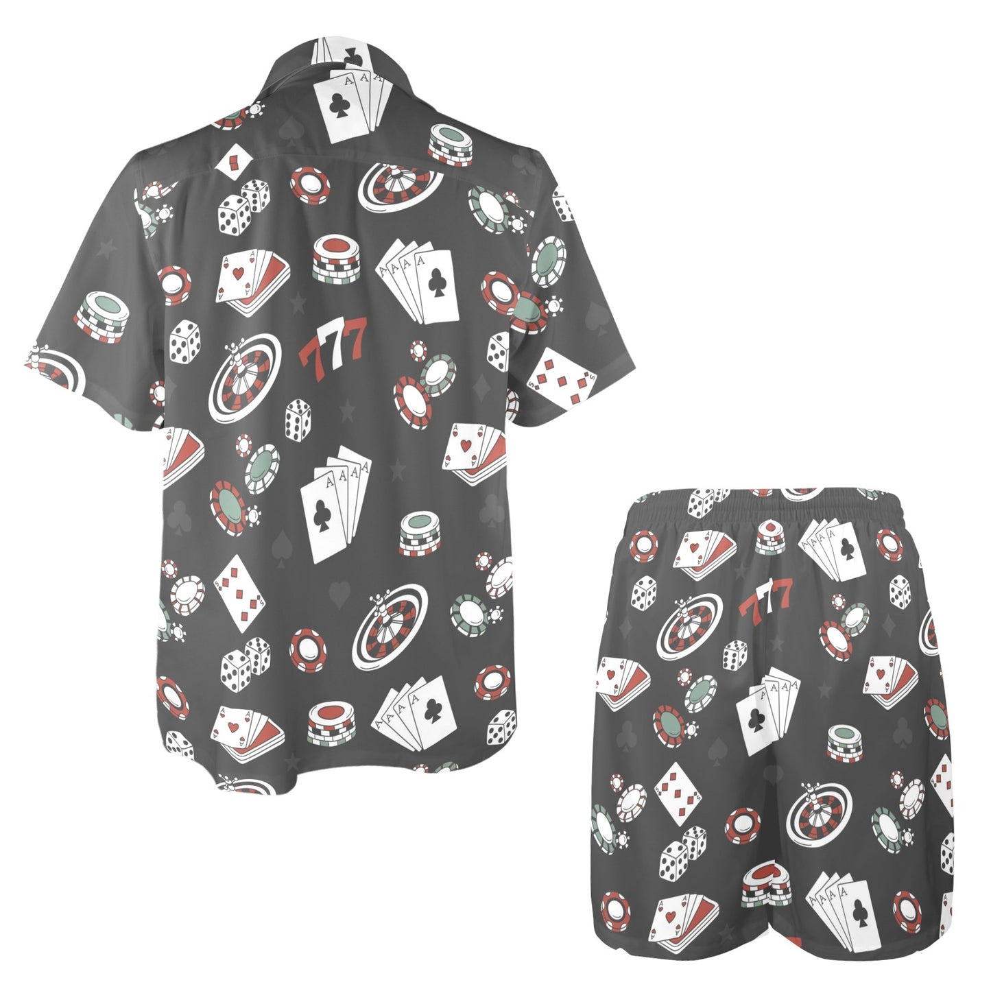 Casino Pattern Print Design 02 Men's Beach Shirt and Shorts Set