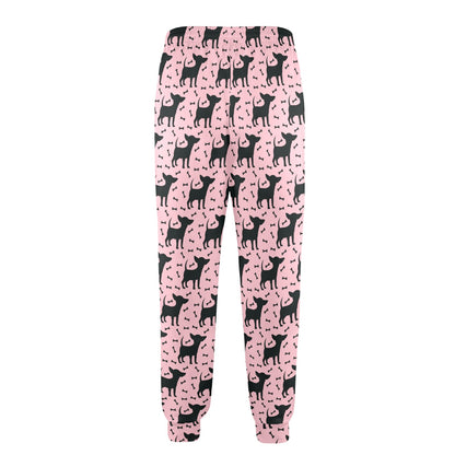 Chihuahua Pink Print Pattern Men's Casual Track Pants