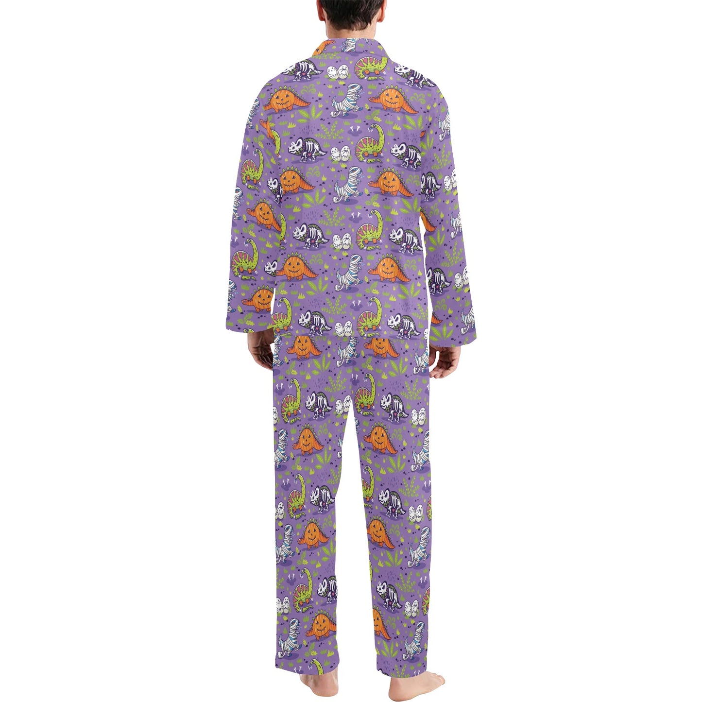 Zombie Dinosaur Print Design LKS302 Men's Long Pajama Set