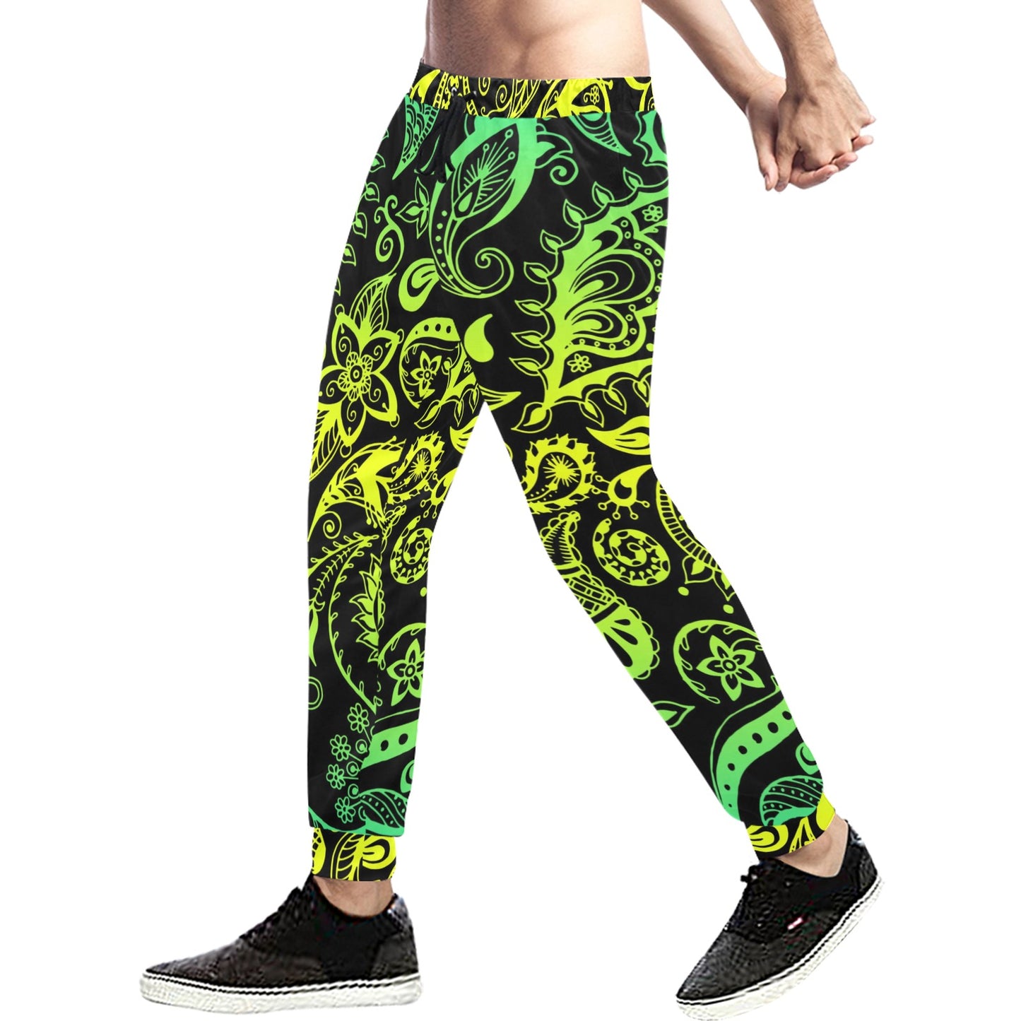 Paisley Green Design Print Men's Sweatpants