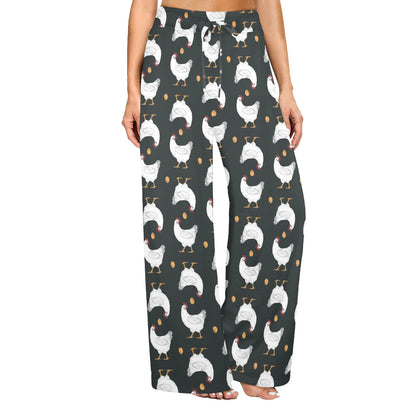 Chicken Pattern Print Design 06 Women's Wide Leg Lounge Pants