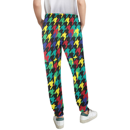 Houndstooth Colorful Pattern Print Design 02 Women's Casual Track Pants
