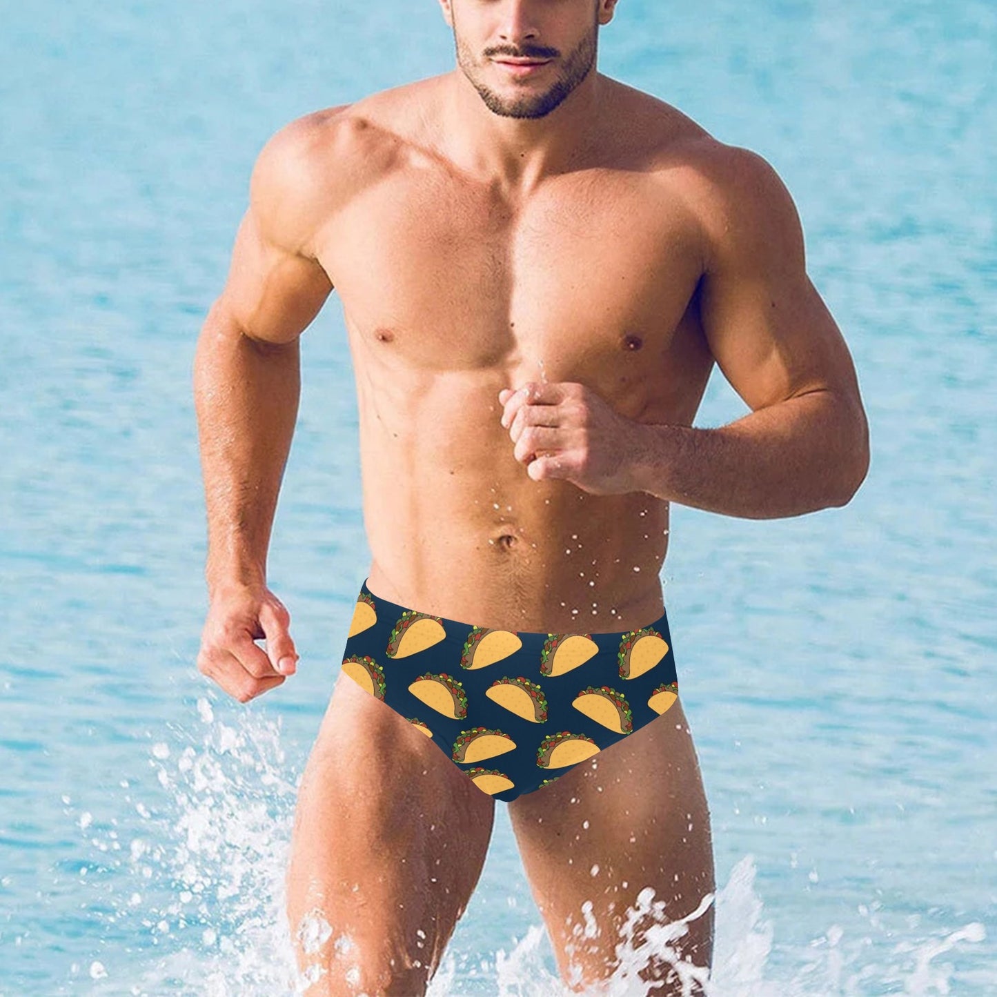 Taco Pattern Print Design TC04 Men's Swimming Briefs