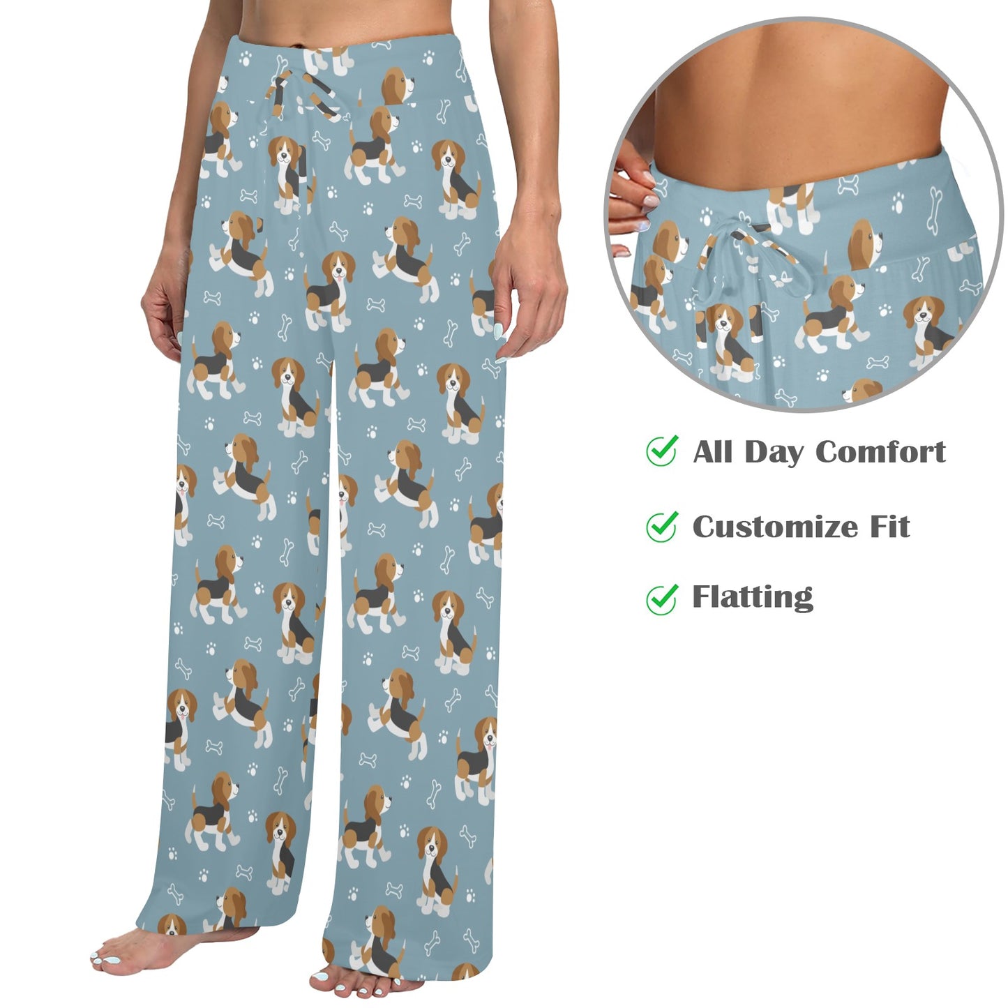 Beagle Pattern Print Design 02 Women's Wide Leg Lounge Pants