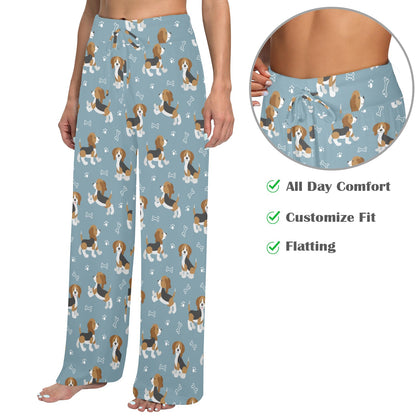 Beagle Pattern Print Design 02 Women's Wide Leg Lounge Pants