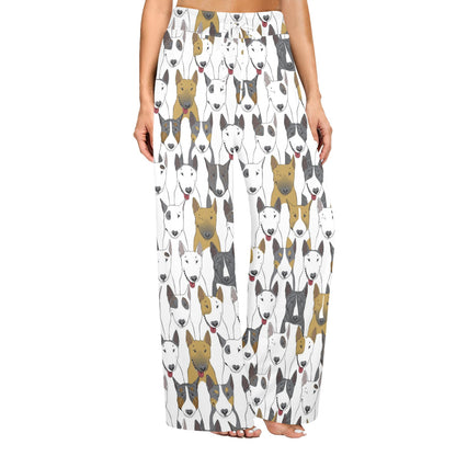 Bull Terriers Pattern Print Design 03 Women's Wide Leg Lounge Pants