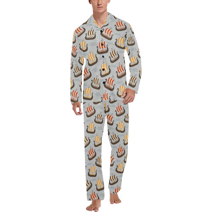 Vikings Print Design LKS308 Men's Long Pajama Set
