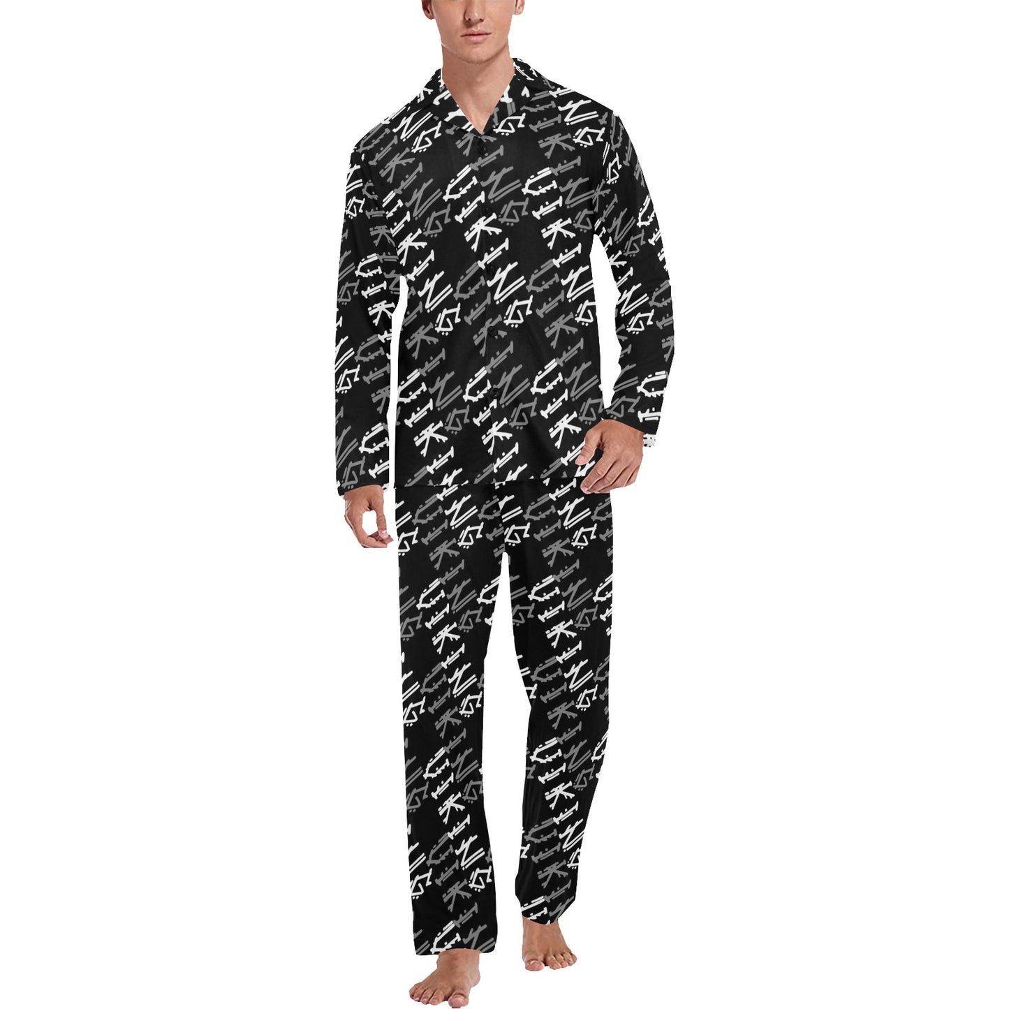 Vikings Print Design LKS306 Men's Long Pajama Set