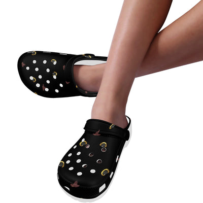 Black Cat Face Print Pattern Unisex Clogs Shoes