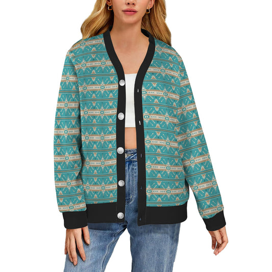 Southwest Native Design Themed Print Women's Cardigan