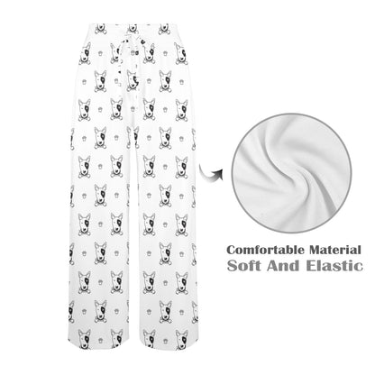 Bull Terriers Pattern Print Design 06 Women's Wide Leg Lounge Pants