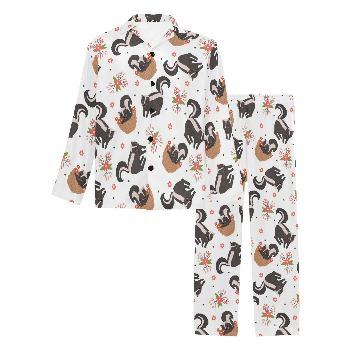 Skunk Print Design LKS304 Men's Long Pajama Set