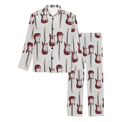 Bass Guitar Pattern Print Design 03 Men's Long Pajama Set