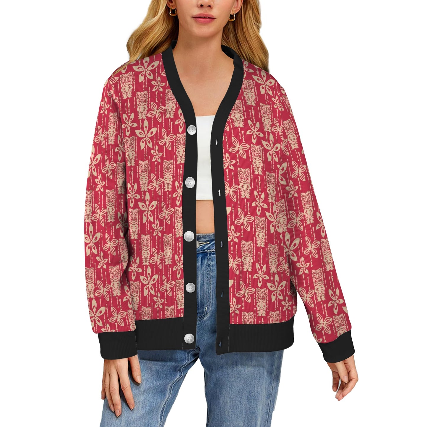 Hawaiian style Design Print Pattern JJ0328 Women's Cardigan