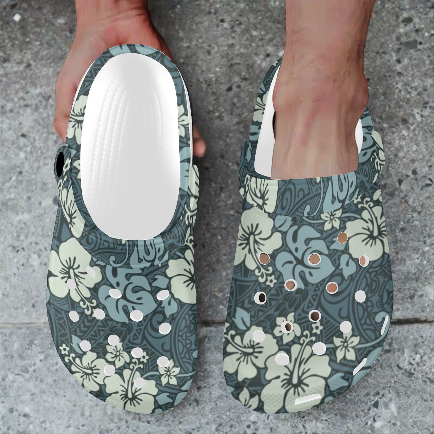 Flower Hawaiian Hibiscus Style Print Pattern Unisex Clogs Shoes