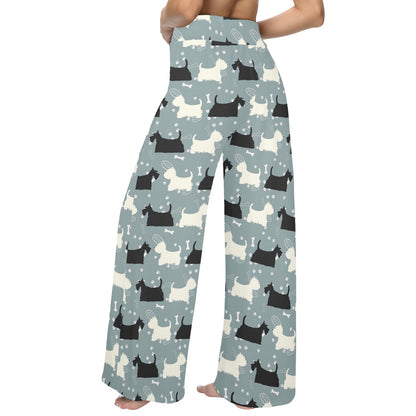 Scottish Terriers Print Design LKS301 Women's Wide Leg Lounge Pants