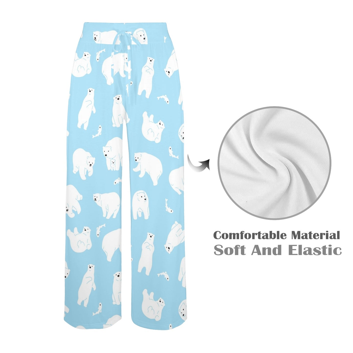 Polar Bear Pattern Print Design PB01 Women's Wide Leg Lounge Pants