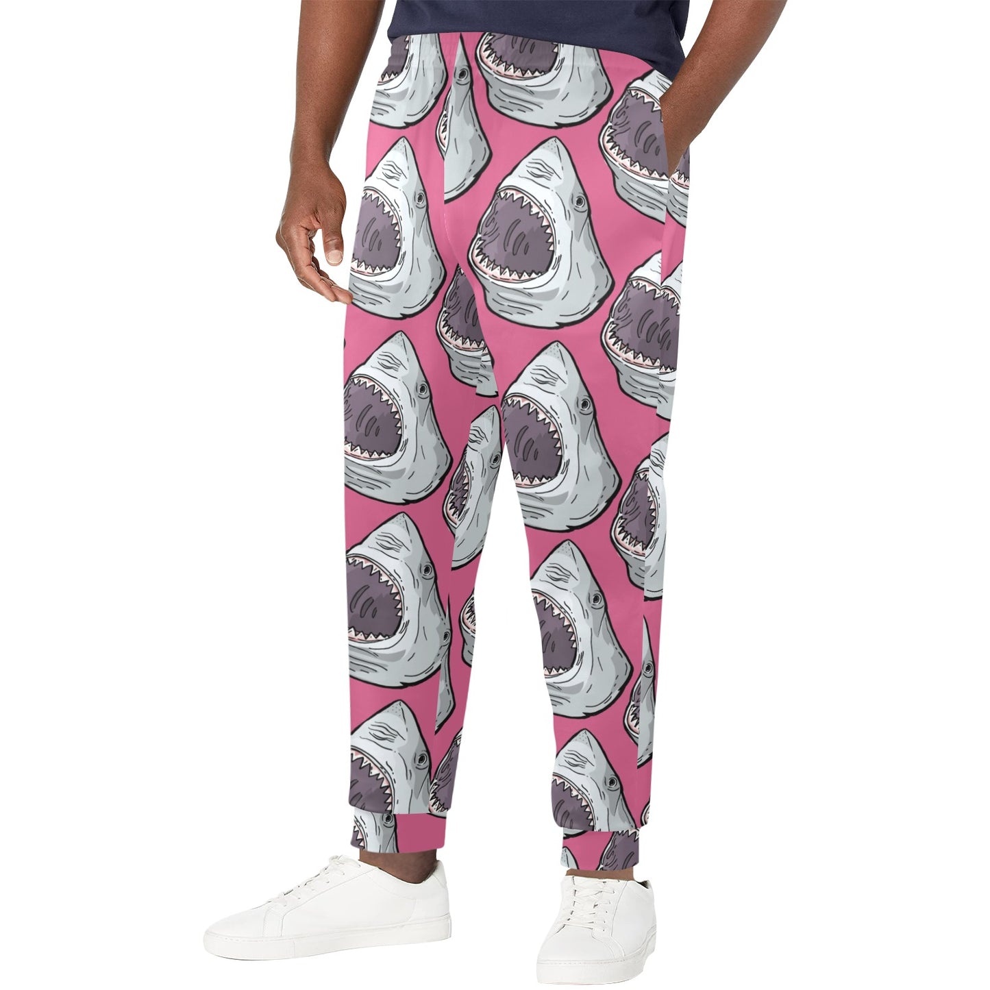 Great White Shark Pattern Print Design 01 Men's Casual Track Pants