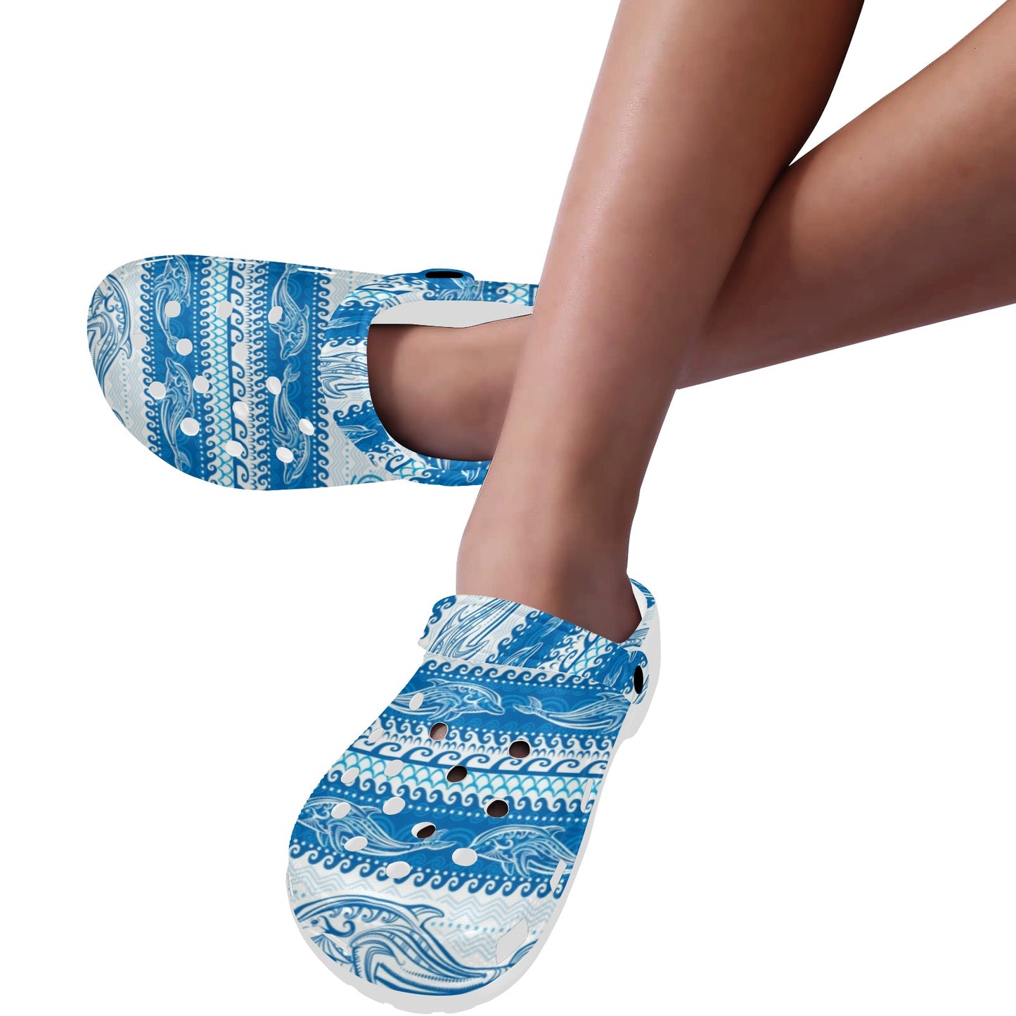 Dolphin Tribal Print Pattern Unisex Clogs Shoes